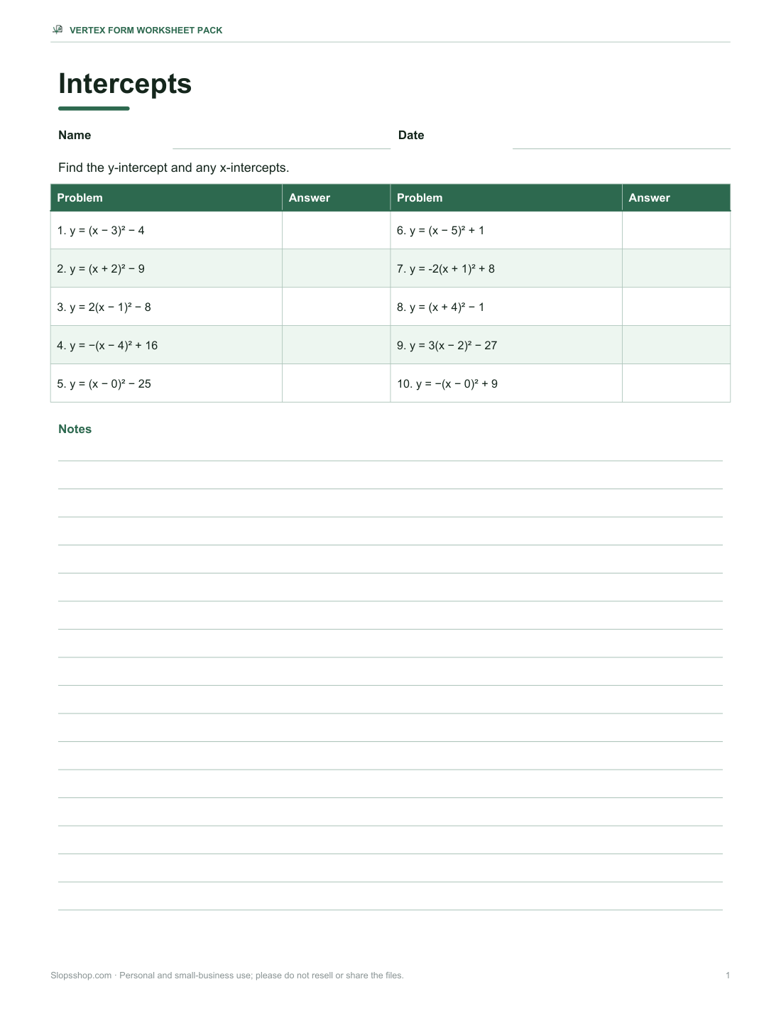 Preview of the first page of Intercepts (PDF/DOCX)