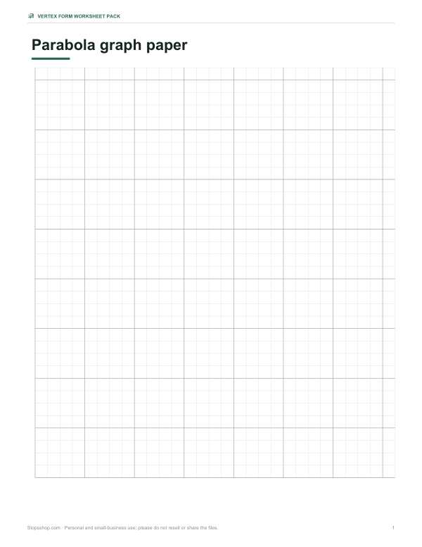 Preview of Printable Parabola Graph Paper